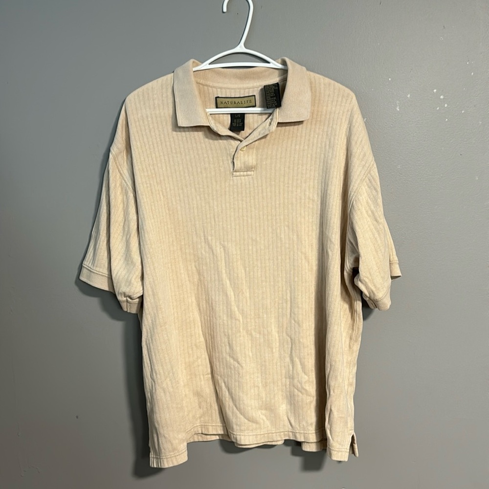 Vintage cotton golf shirt. Cream colour size L